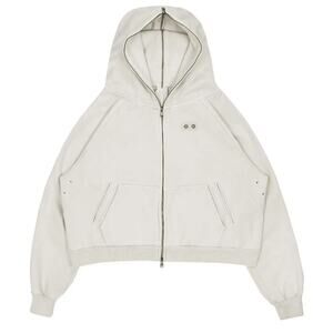 KODY PHILLIPS Full Zip Cropped Hoodie Cream Size Medium